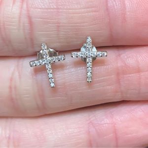 EASTER SALE! 1/10 cttw Genuine Diamond Cross Earrings
